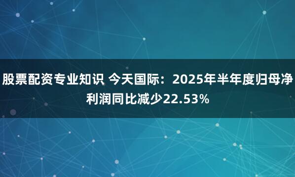 股票配资专业知识 今天国际：2025年半年度归母净利润同比减少22.53%